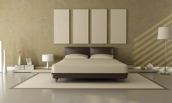 Bruin en beige slaapkamer — Stockfoto