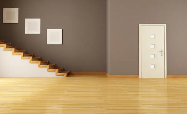 Пустой интерьер с дверью и лестницей — стоковое фото