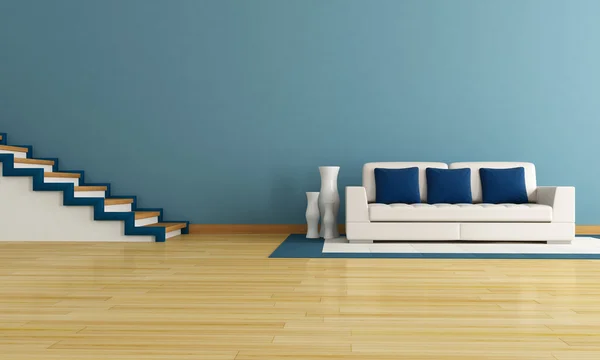 Blå vardagsrum — Stockfoto