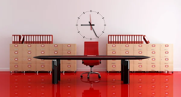 Red Black Modern Office Rendering — Stock Photo, Image