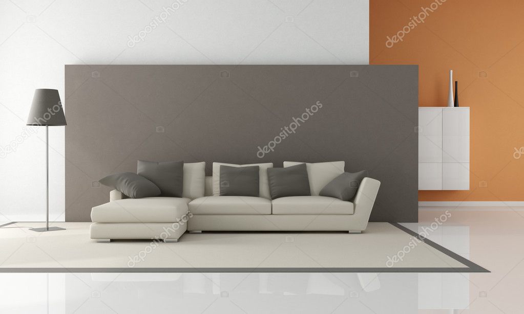 Modern couch in a minimalist lounge - rendering