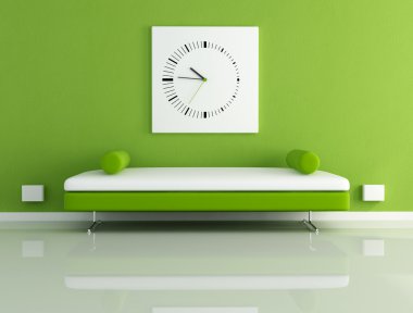 Velvet sofa and clock clipart