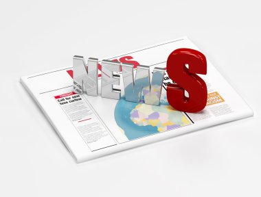 News logo on newspaper isolated on white -digital artwork clipart