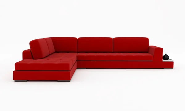 Red Velvet Couch Isolated White Rendering — Stock Photo, Image
