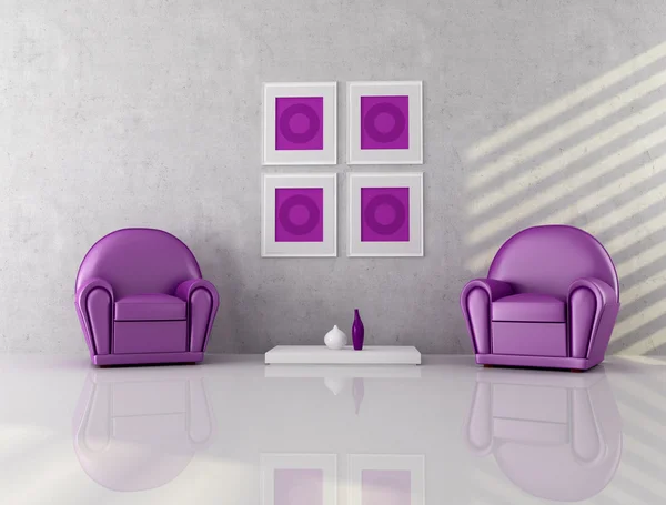 Two purple armchair — Stock Photo, Image