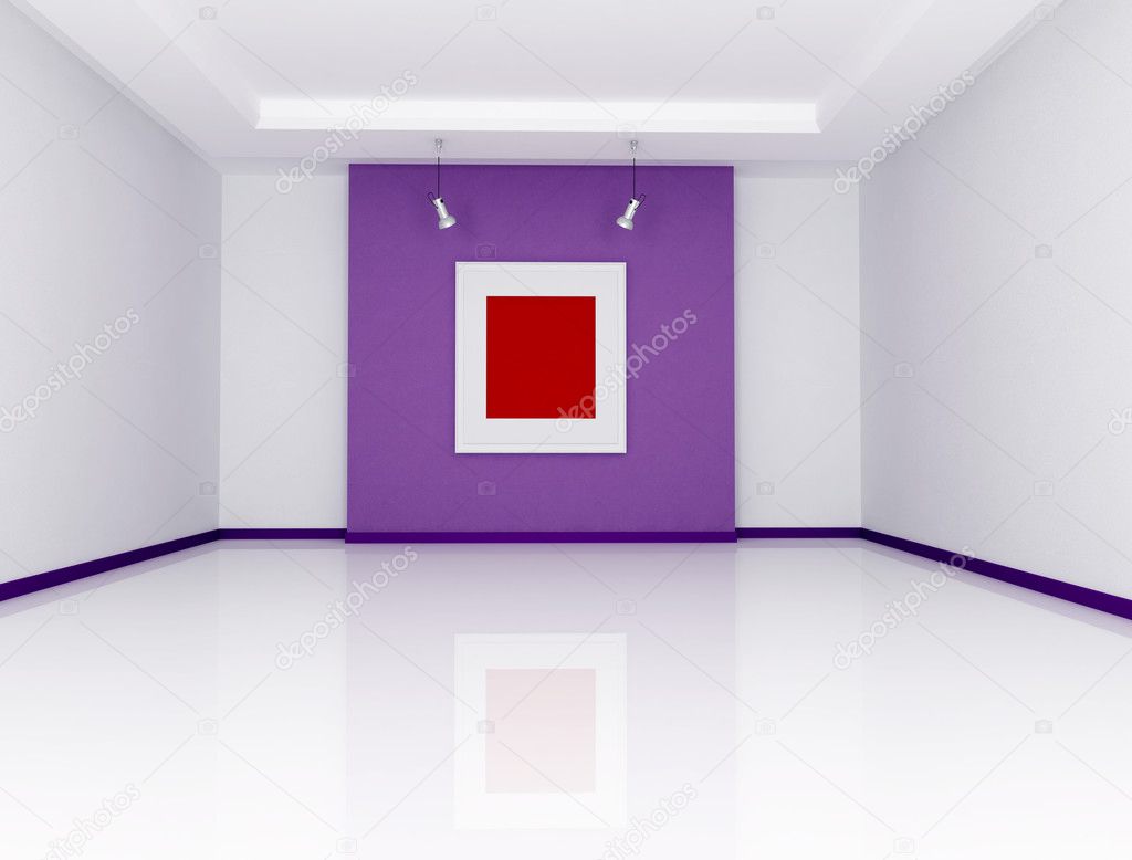 White and purple art gallery - rendering