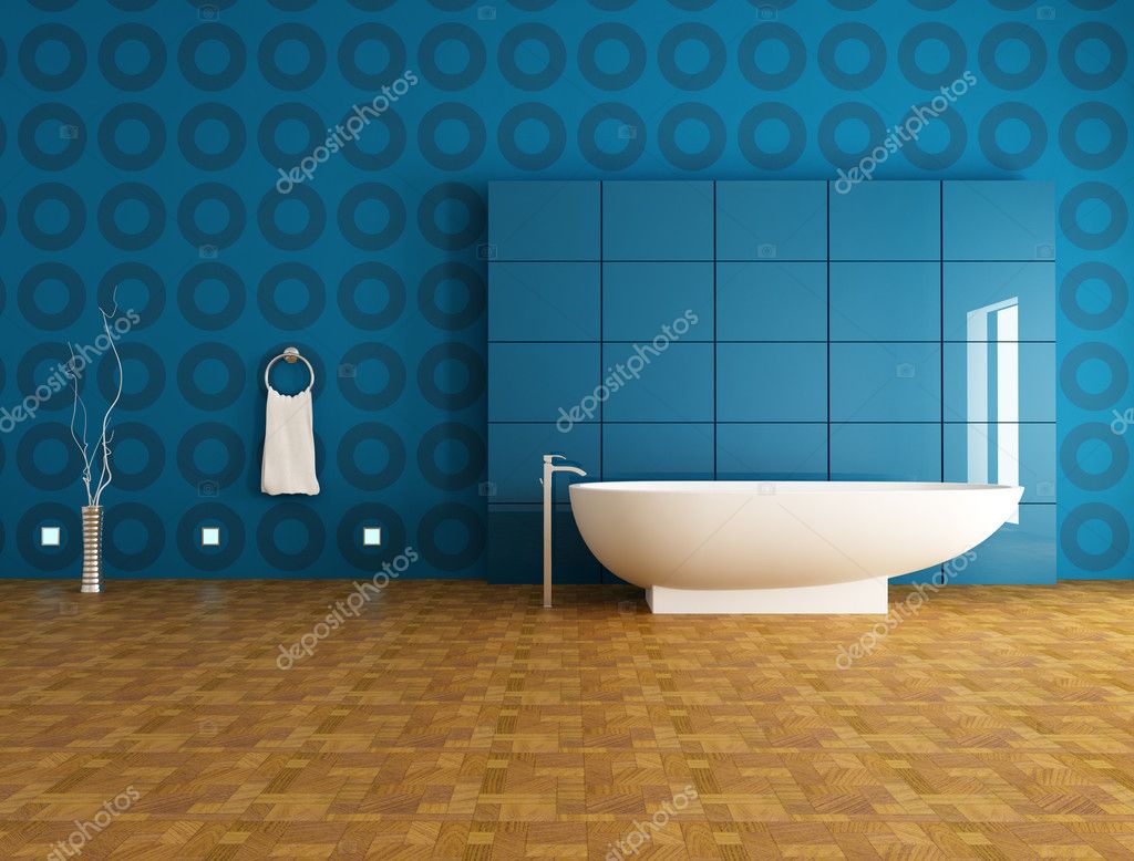 Contemporary blue bathroom — Stock Photo © archideaphoto 4893142