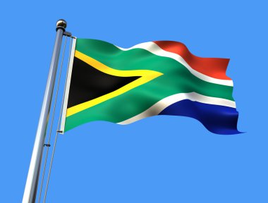 Flag of south africa in front a blue sky - rendering clipart