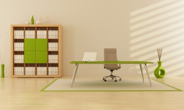 Modern minimalist green office - rendering clipart