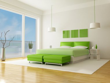 Green bedroom clipart