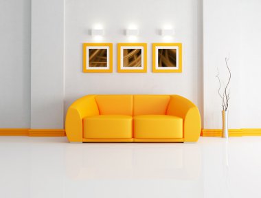 Bright orange and white living room clipart