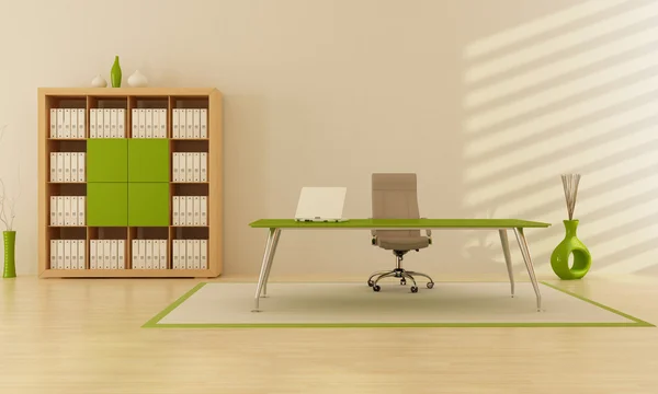Moderne Minimalistische Groene Office Rendering — Stockfoto