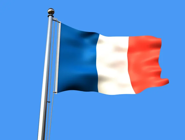 Bandera Francia Contra Cielo Azul Representación — Foto de Stock