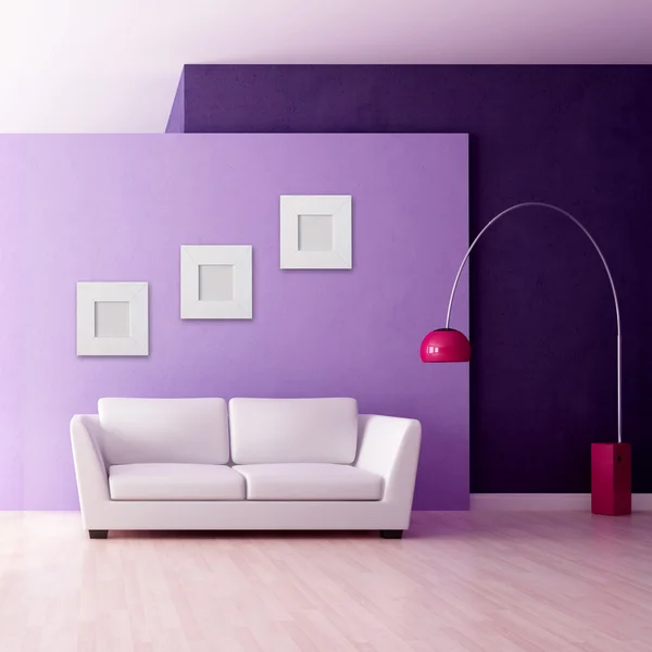 紫のミニマルなインテリア — ストック写真