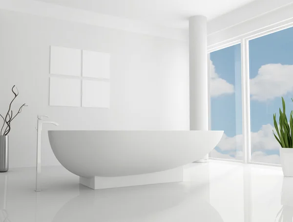 Білий мінімалістський ванної — стокове фото
