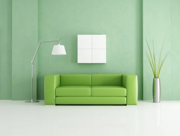 Lounge Minimalista Verde Bianco Rendering — Foto Stock