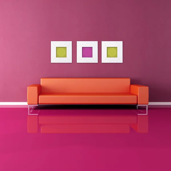 Eigentijdse Bank Een Minimalistische Purple Lounge — Stockfoto