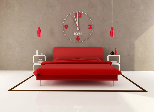 빨간색과 갈색 침실 — 스톡 사진