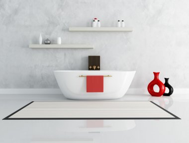 Elegant modern bathroom with fashion bathtub - rendering clipart