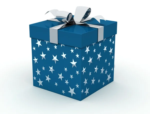 Blue christmas box — Stock Photo, Image