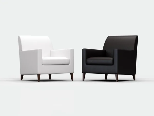 Schwarz Weißer Sessel Auf Weißem Hintergrund — Stockfoto