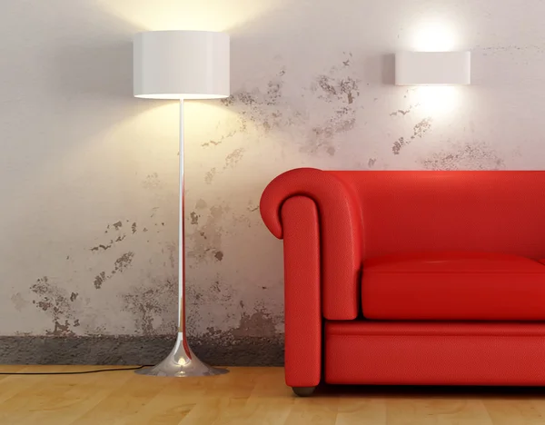 Деталь червоного дивана — стокове фото