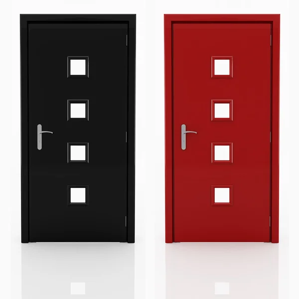 Rot Und Tür Geschlossen Tür Isoliert Auf Weiß Rendering — Stockfoto