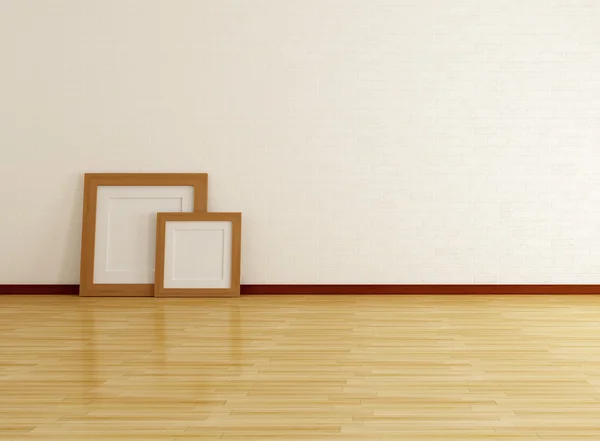 Camera vuota con muro di mattoni e telaio — Foto Stock