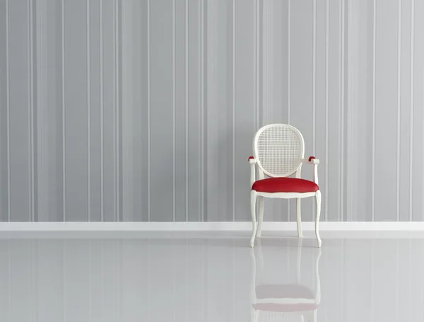 One Classic Chair Empty Room Rendering — Stock Photo, Image