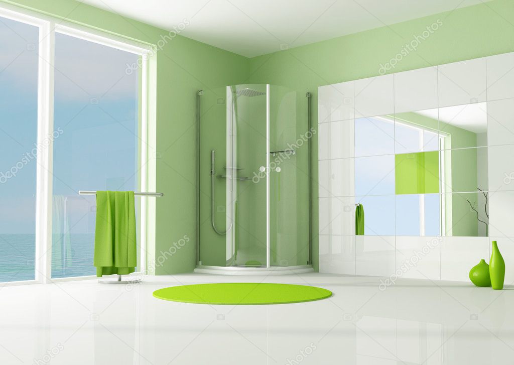 groene badkamer met douche cabine — Stockfoto © archideaphoto #4918772 groene badkamer met douche cabine — Stockfoto © archideaphoto #4918772
