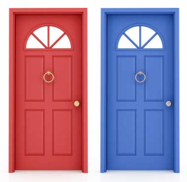 Red and blue entrance door clipart