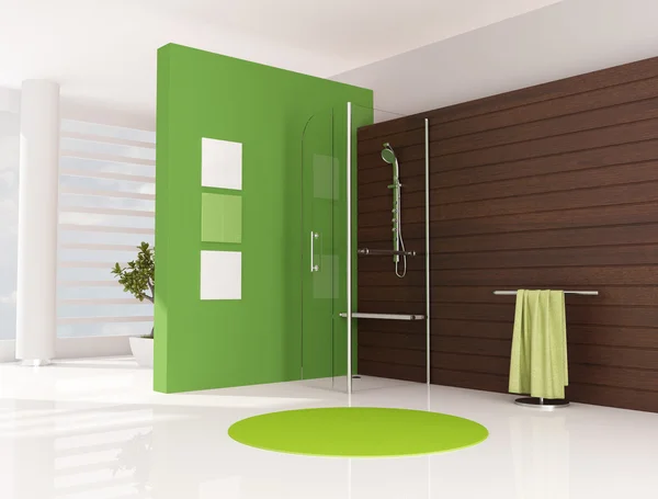 Grönt badrum — Stockfoto