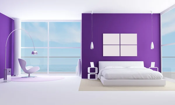 Violetti makuuhuone — kuvapankkivalokuva