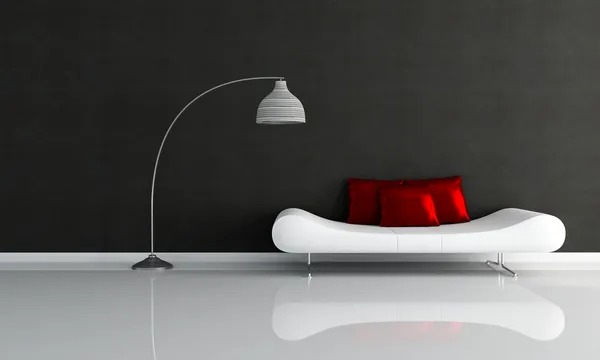 Svart och vit minimalistisk lounge — Stockfoto