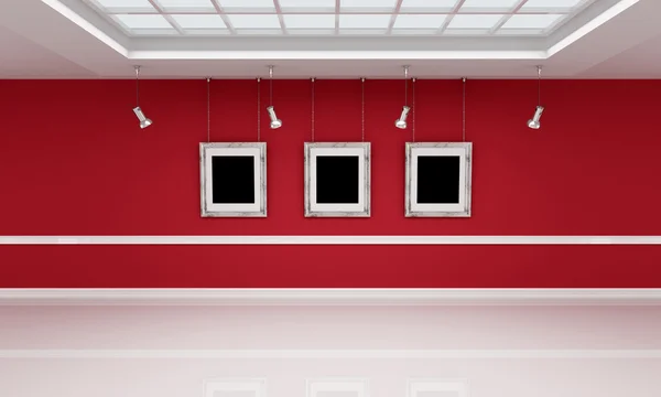 Galerie Art Moderne Avec Cadre Vide Soutenu Par Des Chaînes — Photo