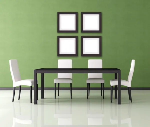 Green Modern Empty Dining Room Rendering — Stock Photo, Image