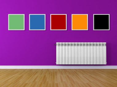 Colored interio with frame and radiator clipart