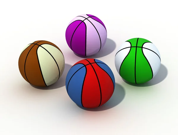Colored Basket Ball Isolated White Background Digital Artwork — Stock Photo, Image