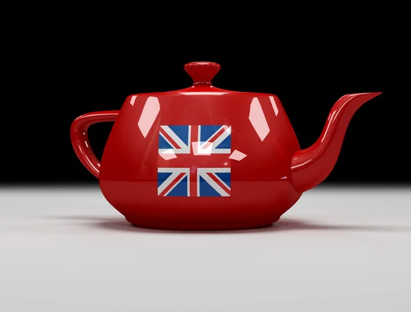Teapot Dengan Bendera Inggris Karya Seni Digital — Stok Foto