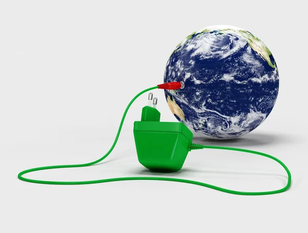 Virtual Image Charger Connected Globe Rendering — Stock Photo, Image