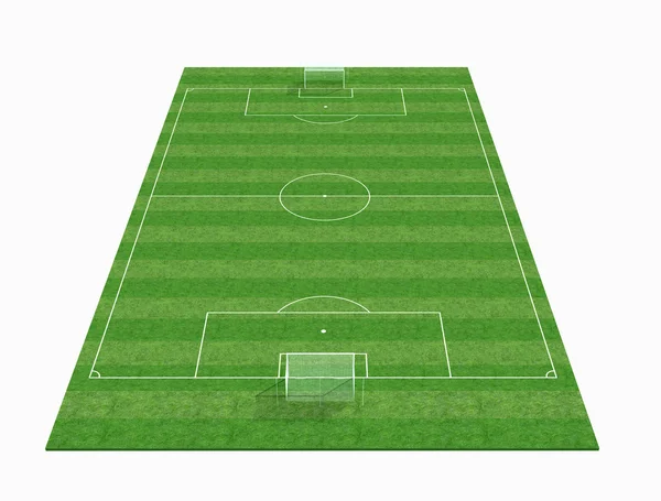 Perspective View Empty Soccer Field Renderig — Stock Photo, Image