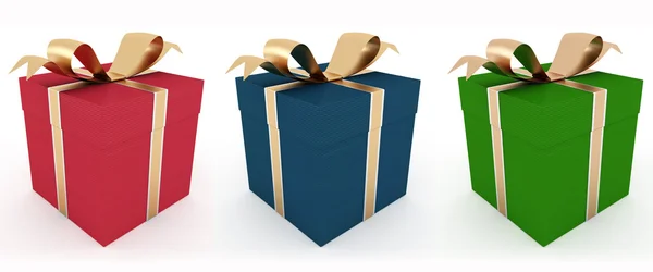 Drie kartonnen geschenkdoos — Stockfoto