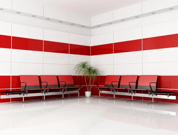 现代的红色和白色等候室 — 图库照片