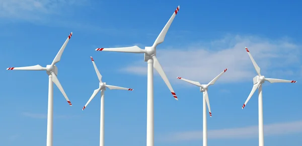 明確な空 に対して つの風力タービンのレンダリング — ストック写真