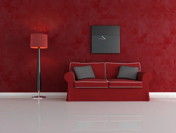 Kırmızı ve siyah oturma odası — Stok fotoğraf