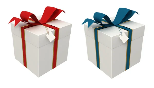 Two Gift Box Isolated White Rendering — Stock Photo, Image