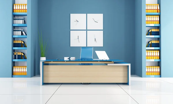 Синие Современные Офисные Помещения Рендеринг — стоковое фото