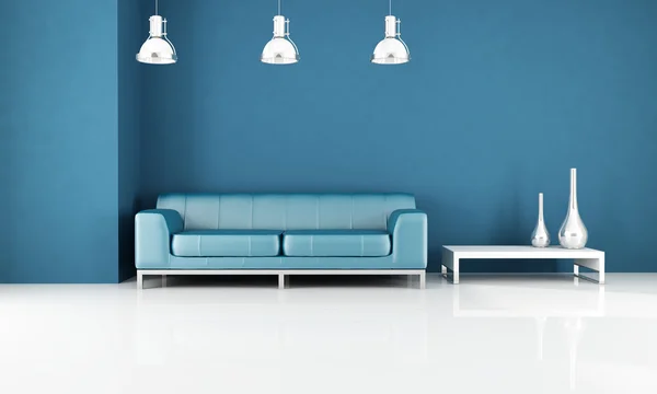 Salón azul moderno —  Fotos de Stock