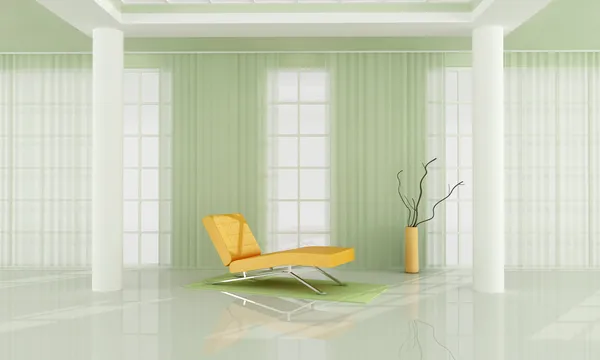 Orangefarbene Chaise Lange Einem Luxuriösen Wohnzimmer Rendering — Stockfoto