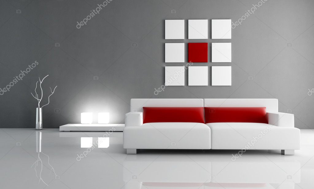 Salón rojo y gris — Foto de stock © archideaphoto #4954630